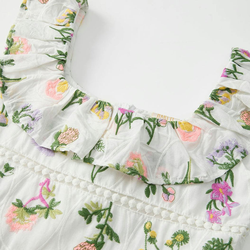 Emely Frill Embroidered Maxi Dress