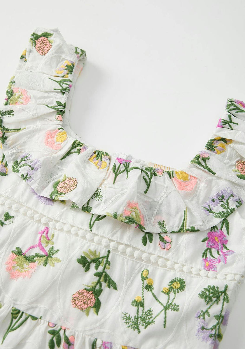 Emely Frill Embroidered Maxi Dress