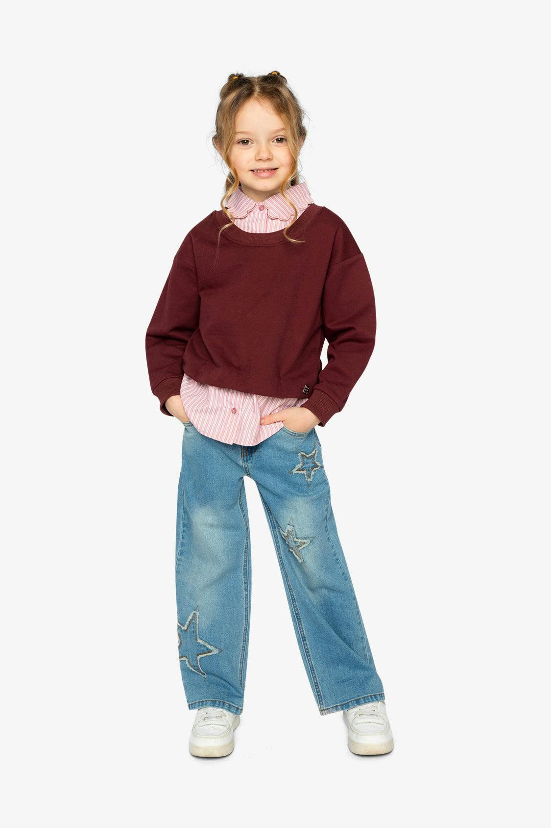 Fake Two Layer Sweater Reddish-Brown
