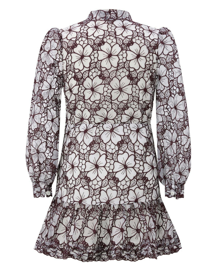 Chelsea Cotton Embroidered Dress, Wine
