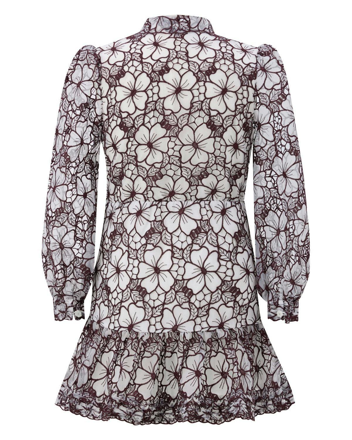 Chelsea Cotton Embroidered Dress, Wine