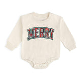 Merry Tartan Patch Christmas Long Sleeve Romper