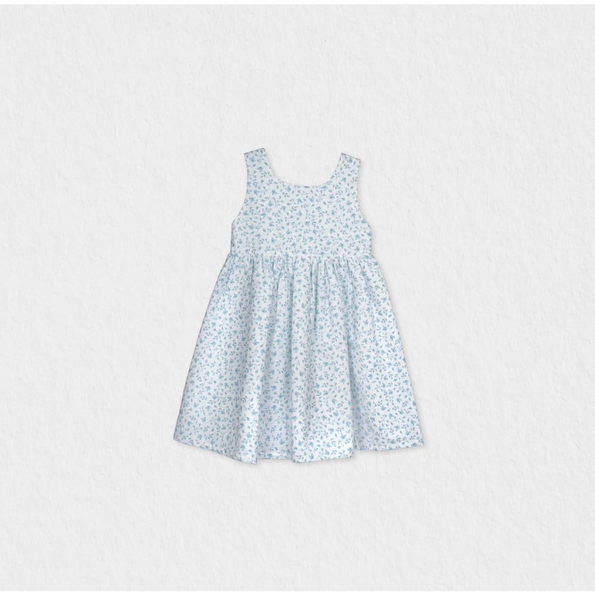 Bella Girl Dress Sleeveless, Aqua Mini Flower