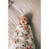 Cotton Muslin Swaddle Blanket - Watercolor Roses