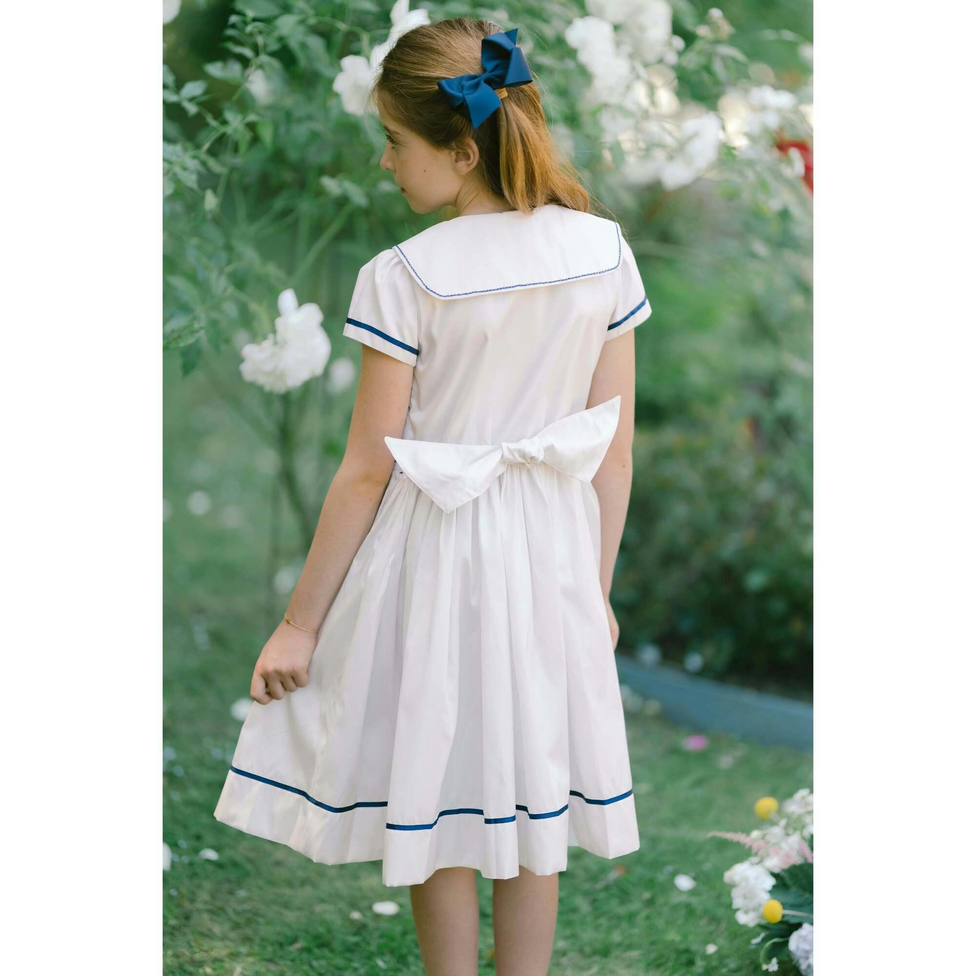 Riviera White Short Sleeve Smocked Dress