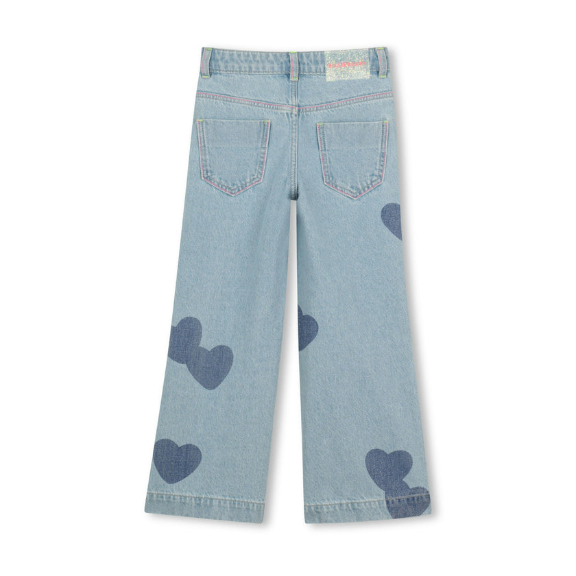 Light Blue Denim Kids’ Jeans with Heart Patches