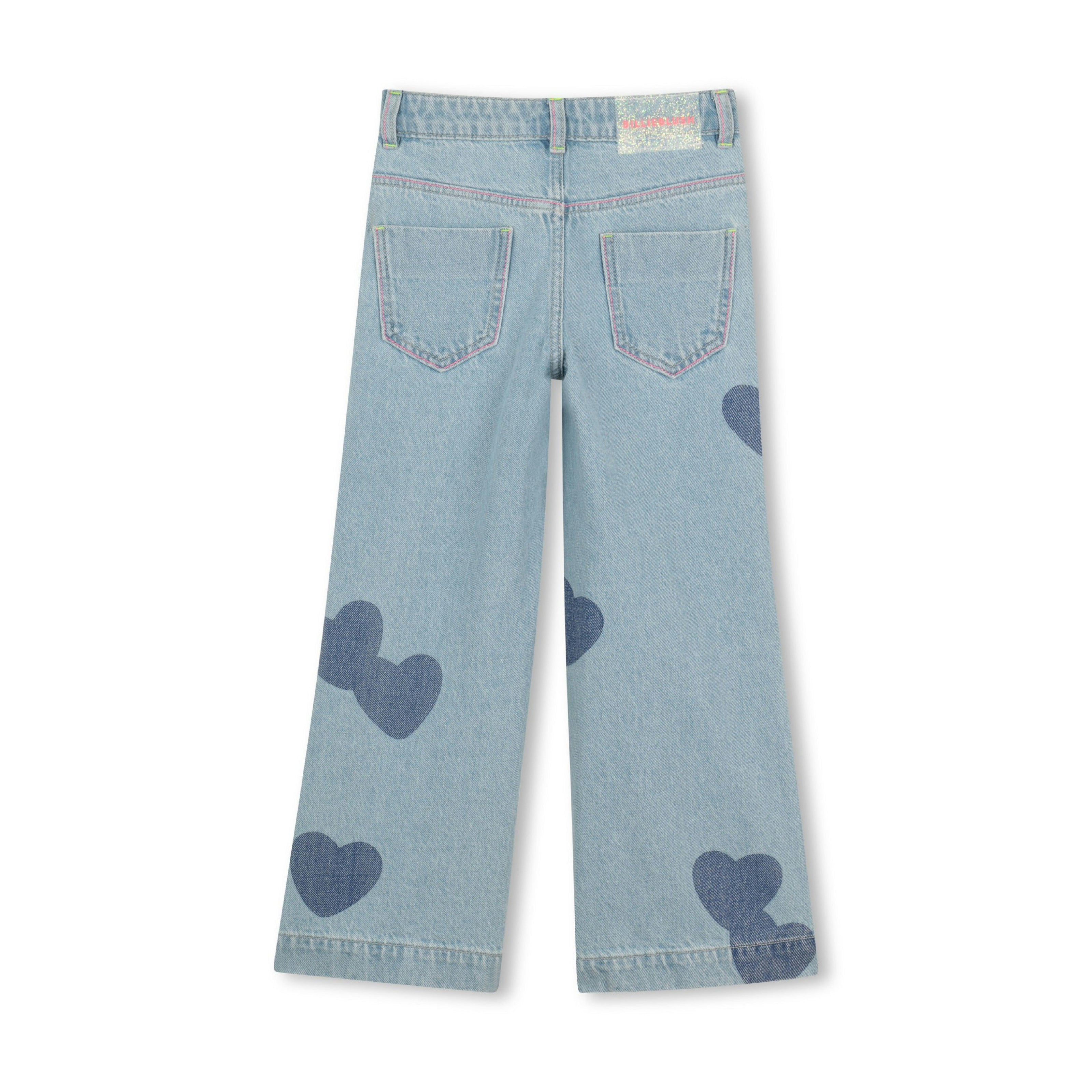 Light Blue Denim Kids’ Jeans with Heart Patches