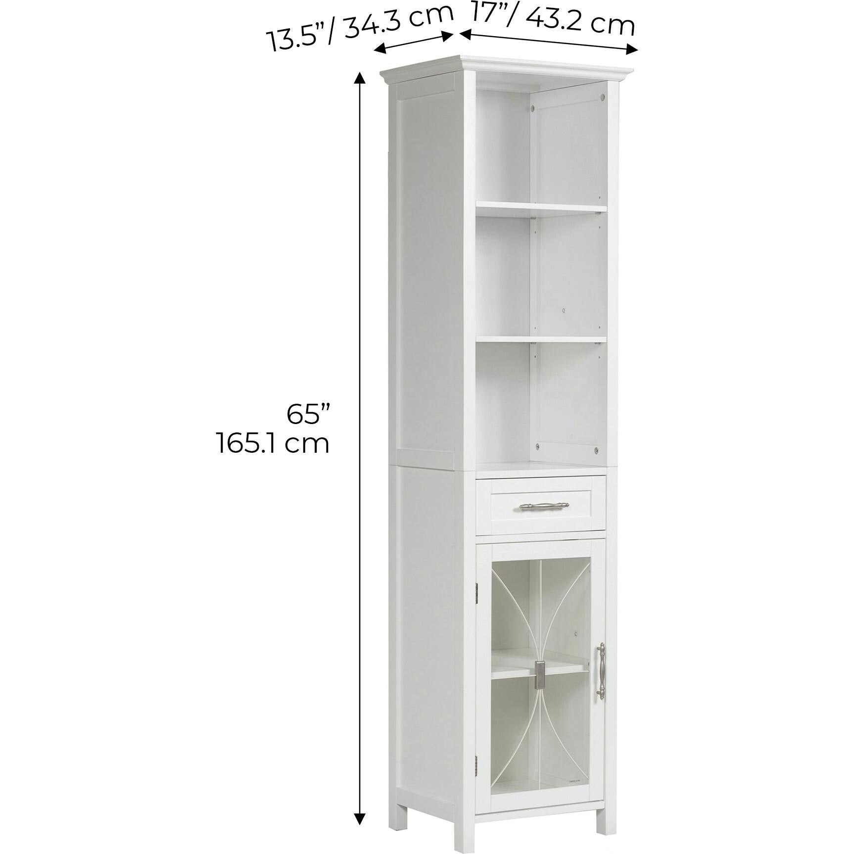 Delaney Wooden Linen Cabinet with Drawer and Open Shelves