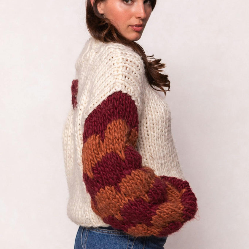 Aimee Sweater in Orange & Cream