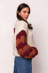Aimee Sweater in Orange & Cream