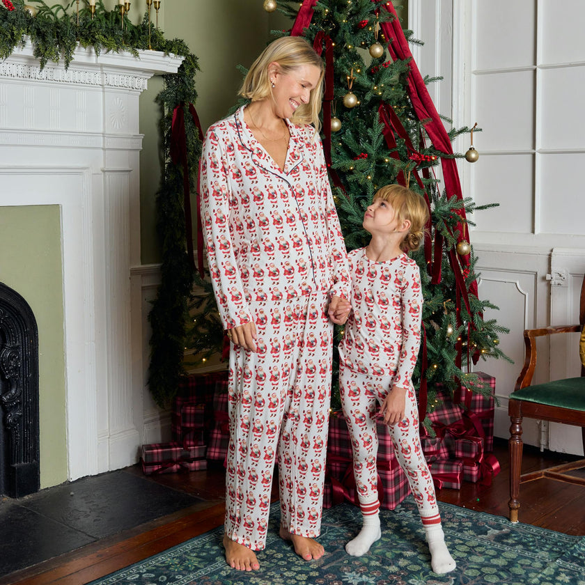 Womens Bamboo PJ Set - Vintage Santas