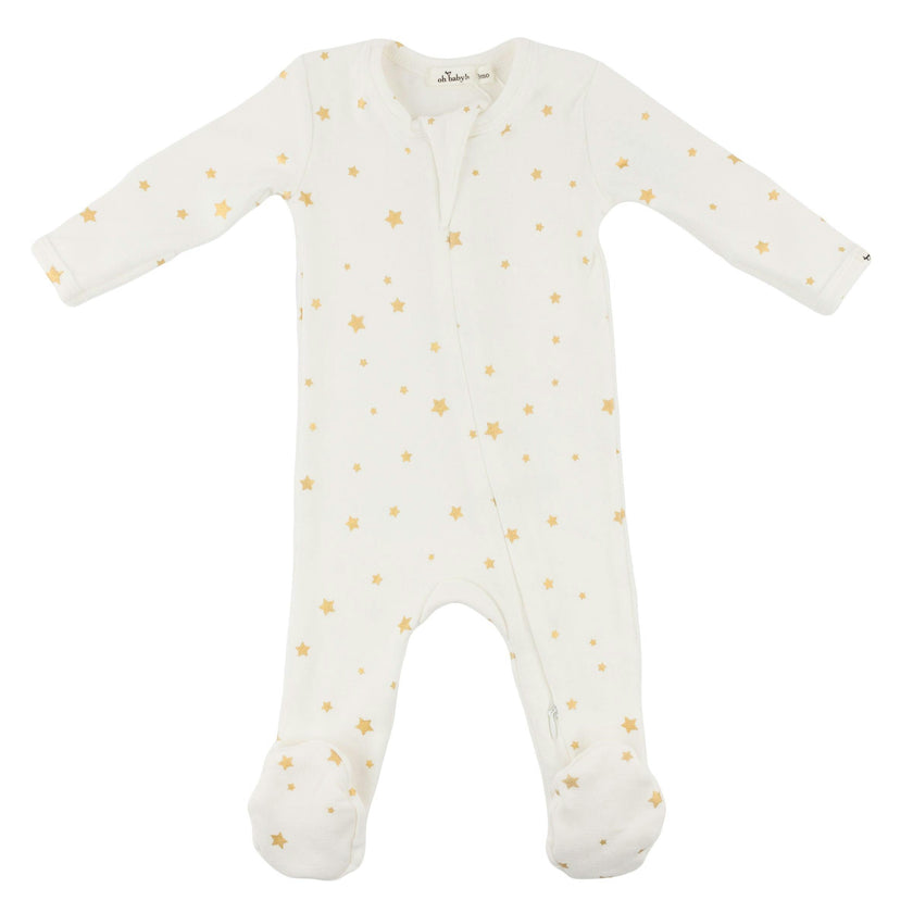Mini Gold Star Foil Zipper Footie