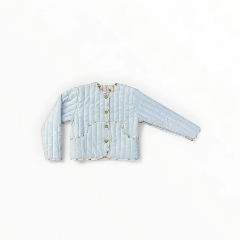 Quilted Velvet Jacket in Frost and Holiday Dot Stripe | Girls Jacket