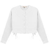 Cotton Cropped Side Tie Blouse