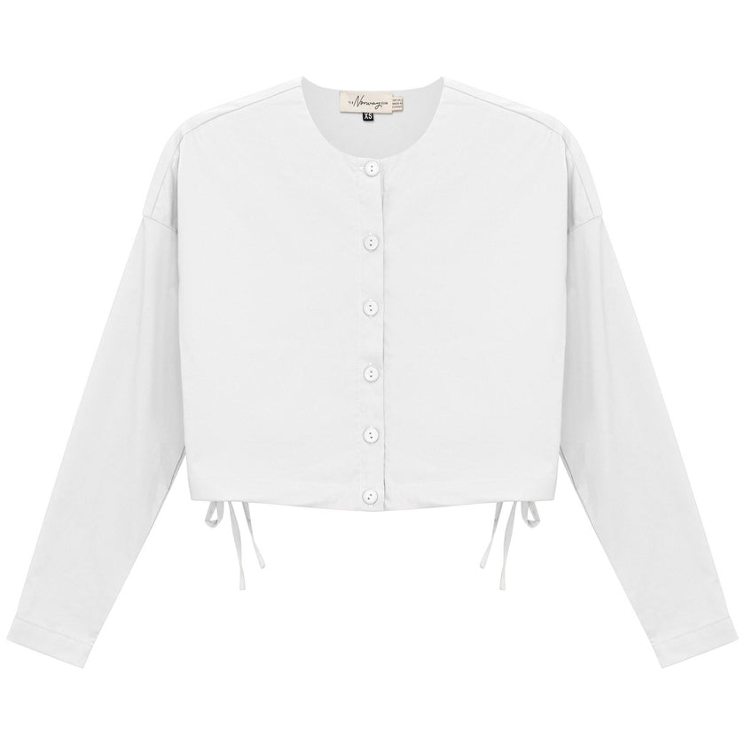 Cotton Cropped Side Tie Blouse
