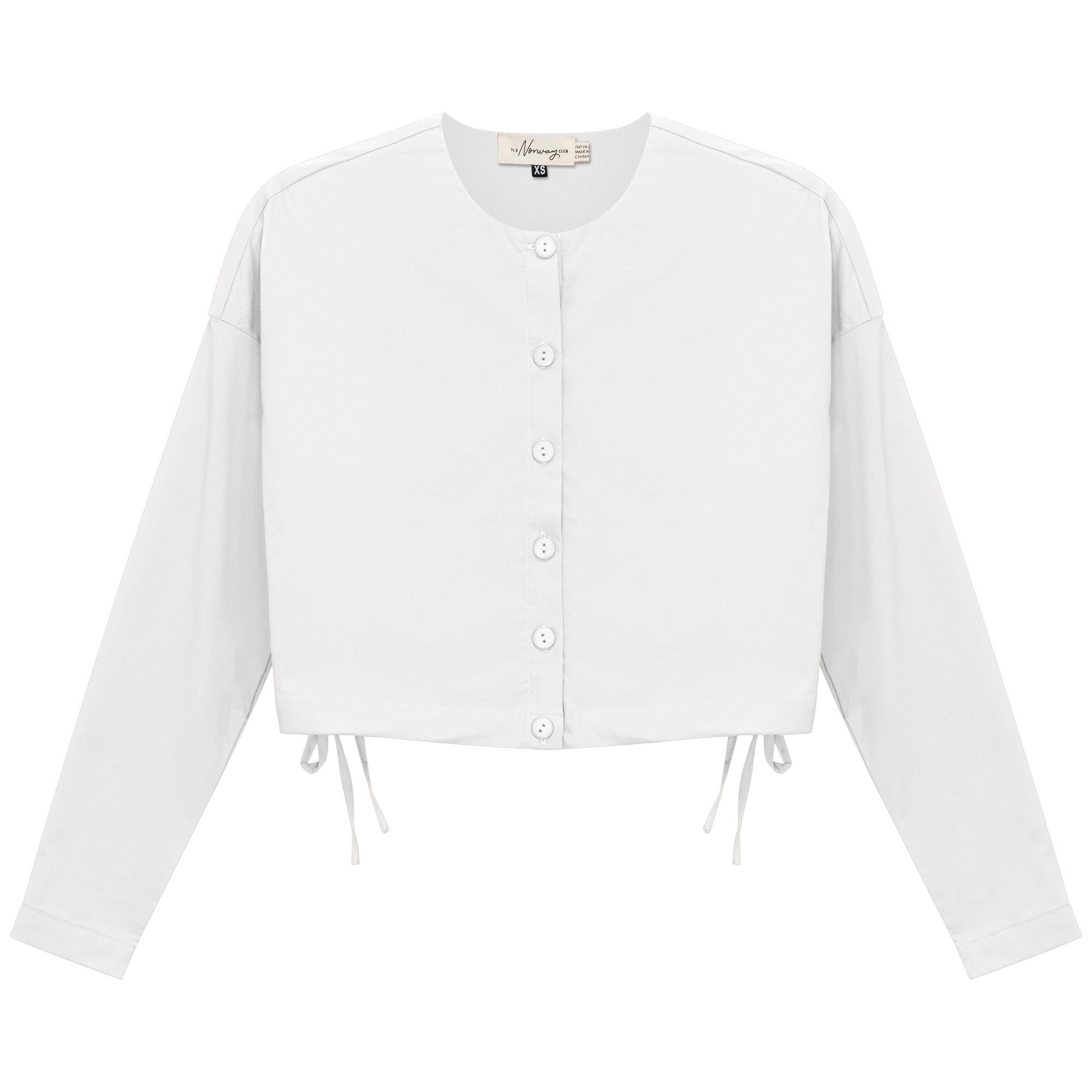 Cotton Cropped Side Tie Blouse