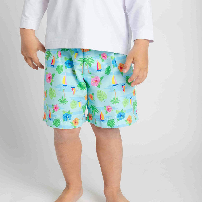 Tropical Print Swim Trunk