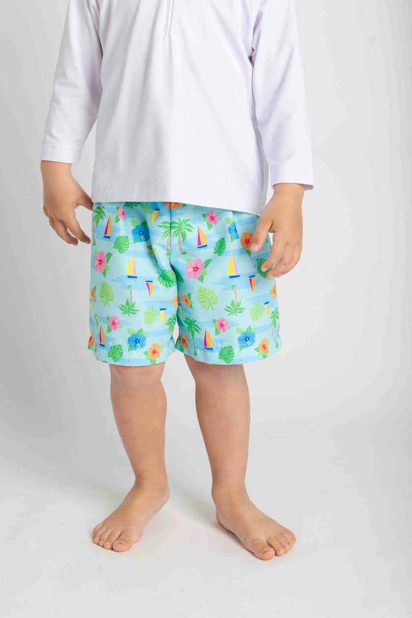 Tropical Print Swim Trunk