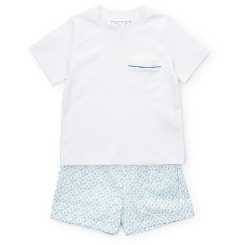 Hudson Boys' Short Set - School Plaid Blue
