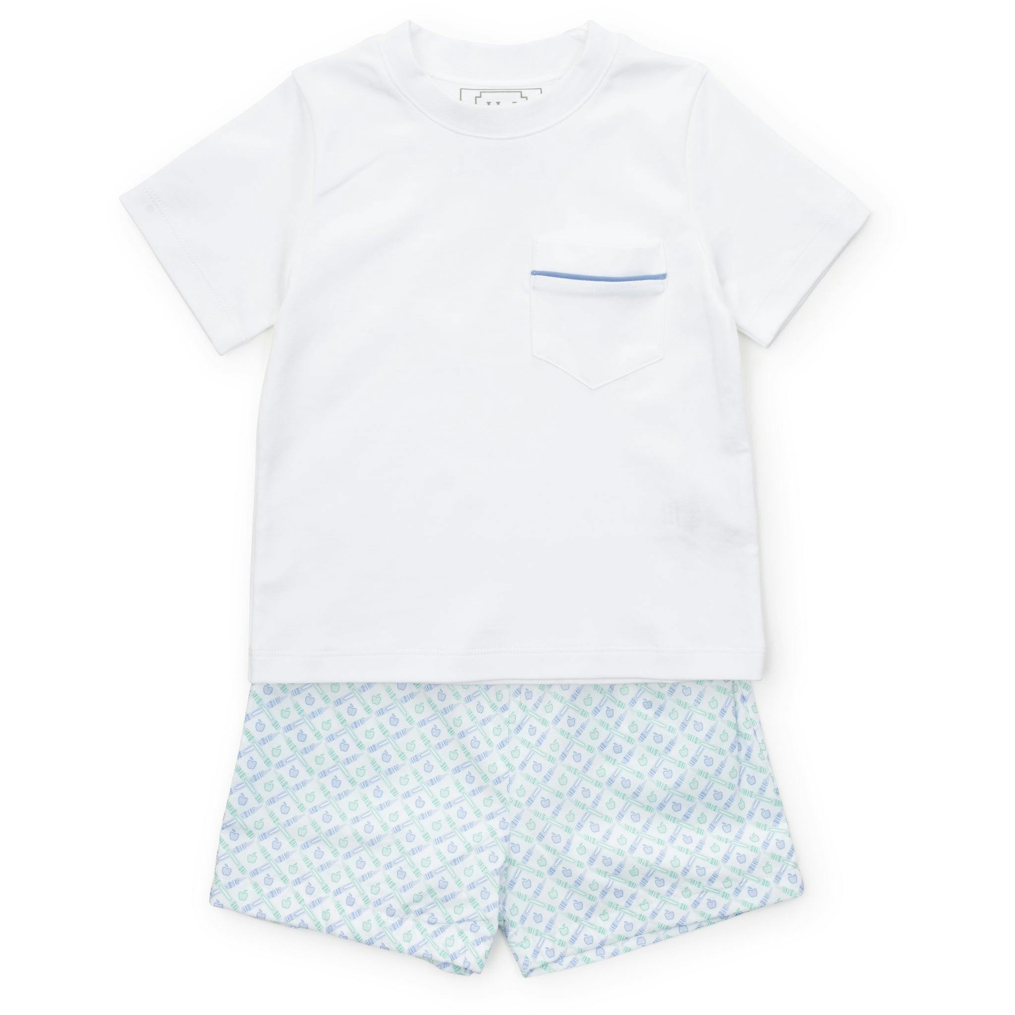 Hudson Boys' Short Set - School Plaid Blue