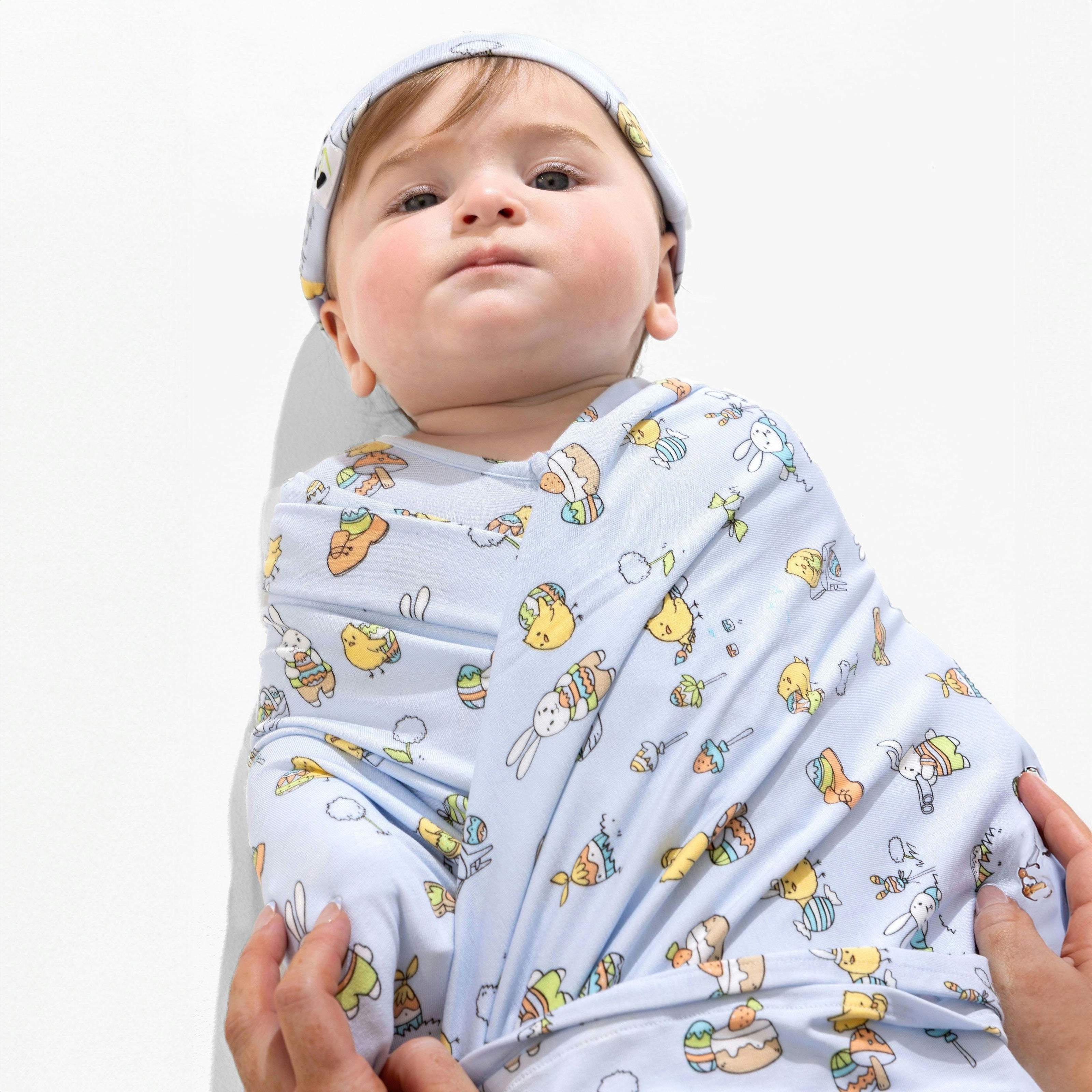 Easter Blue Bamboo Swaddle & Beanie Set