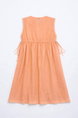 BIRDS EMBROIDERED DRESS PEACH