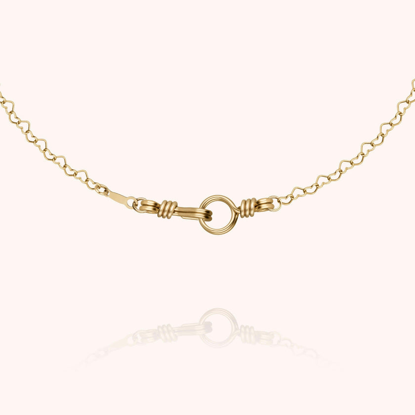 Women's Linked Hearts Necklace, Yellow Gold