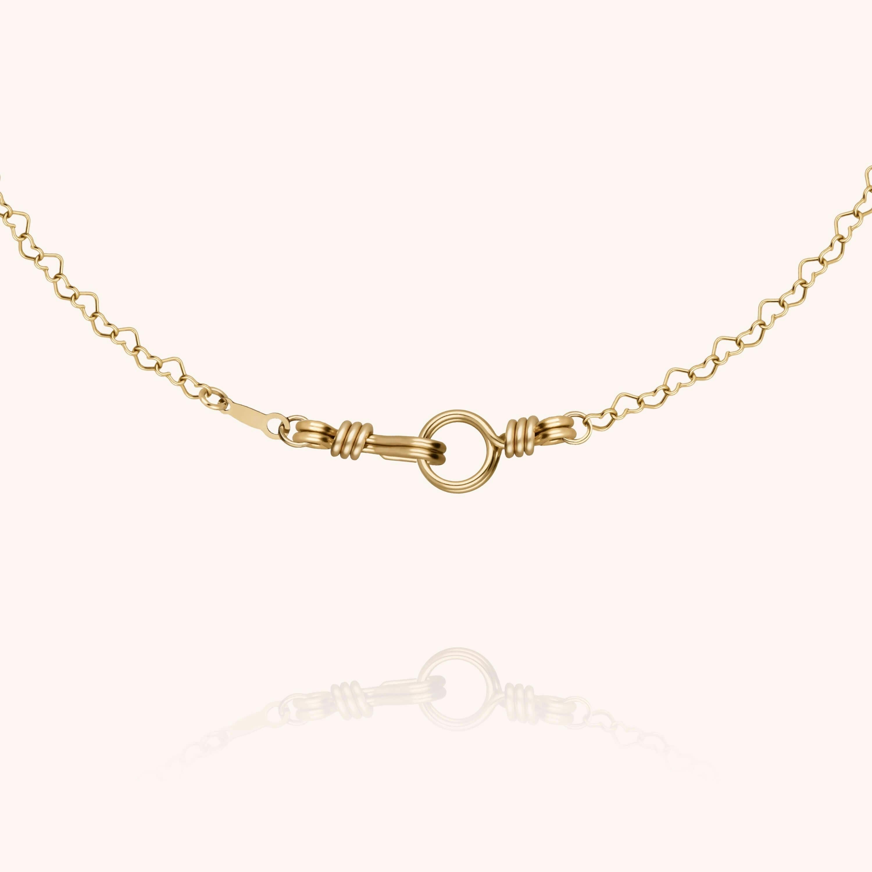 Women's Linked Hearts Necklace, Yellow Gold