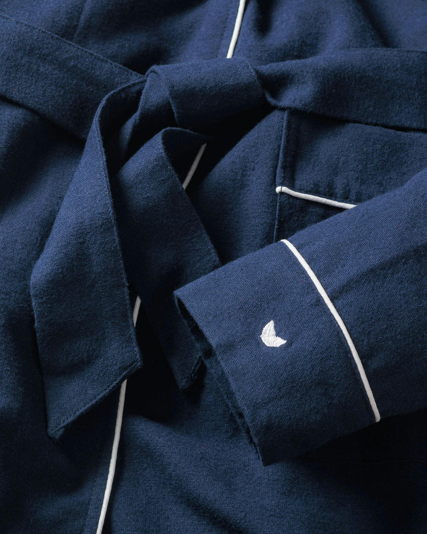 Kid's Flannel Robe in Navy