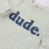 Denim "dude" Ribbed Applique L/S 2pc Set