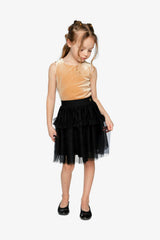 Bi-Material Sleeveless Dress Beige And Black