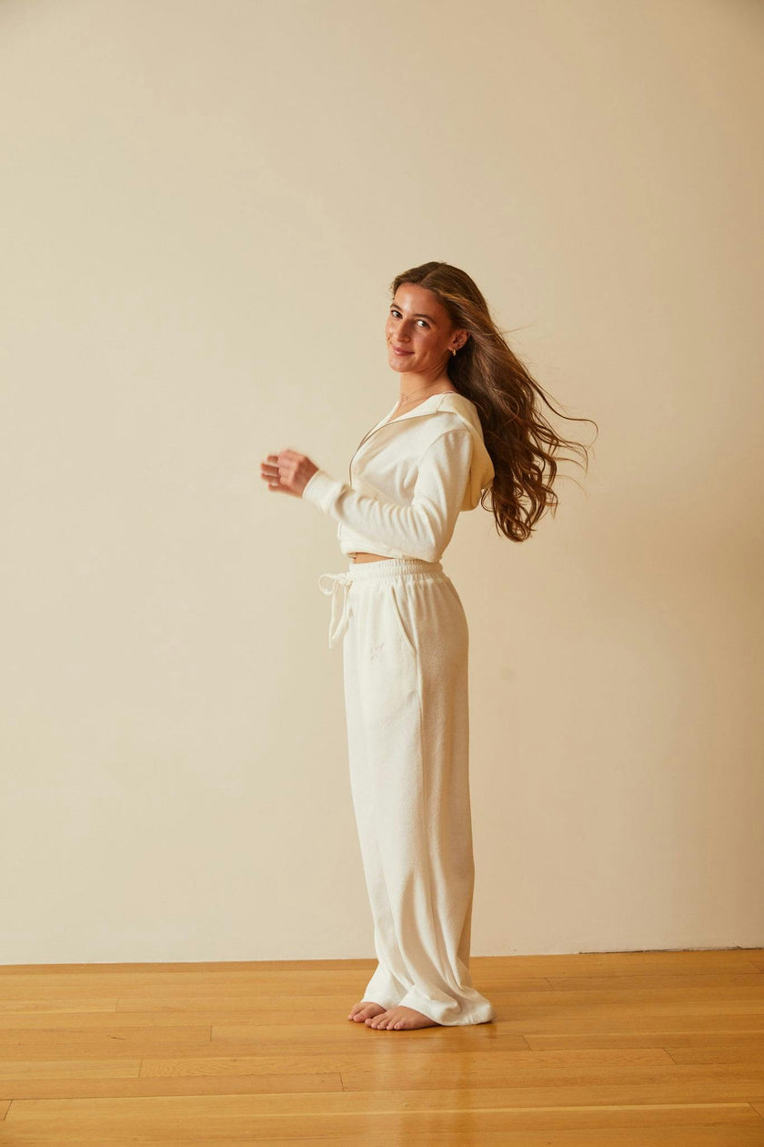 Elle White With Heart & Harrow Terry Zip Up Hoodie Sweatshirt