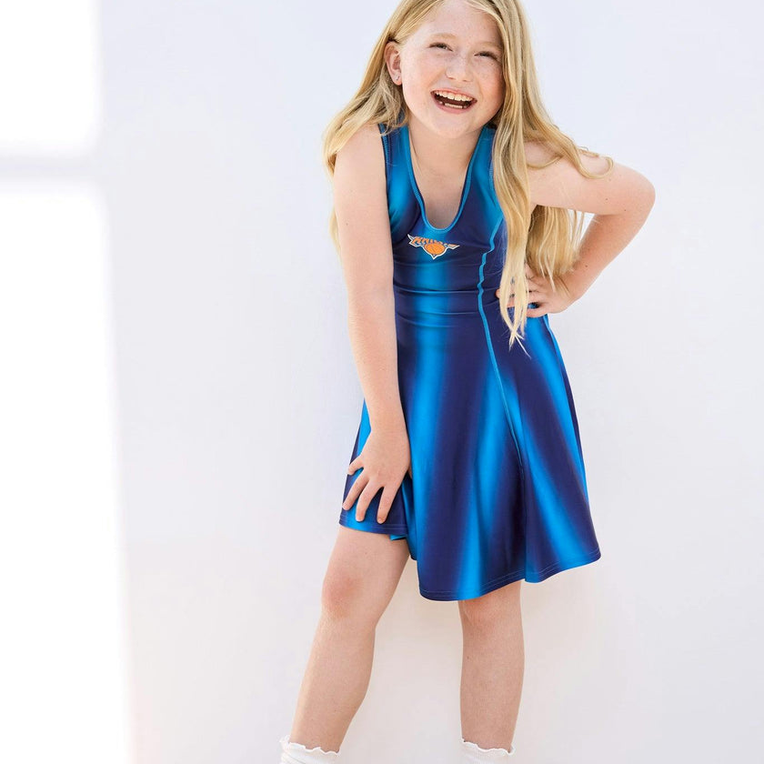 New York Knicks Basketball Girls Skater Dress in Blue Ombre