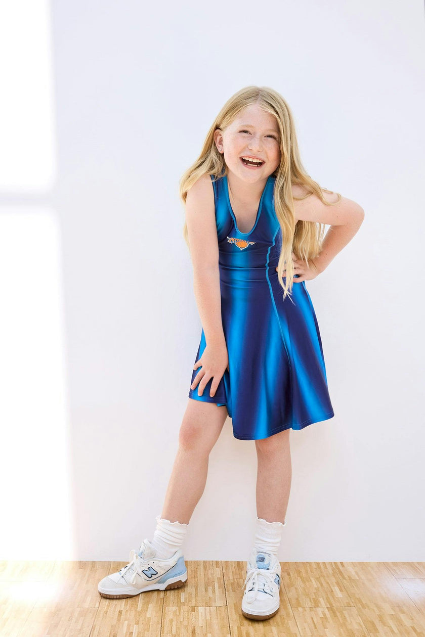 New York Knicks Basketball Girls Skater Dress in Blue Ombre
