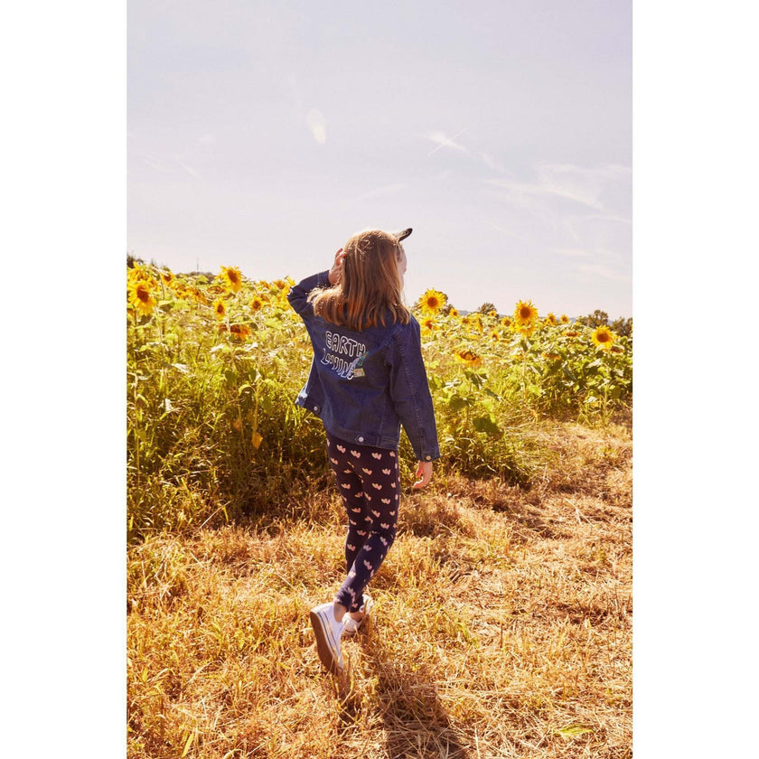 Recycled Cotton Hearts Kid Legging, Navy