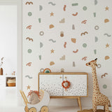 Peel & Stick Fabric Wall Stickers - Abstract Shapes (Earth