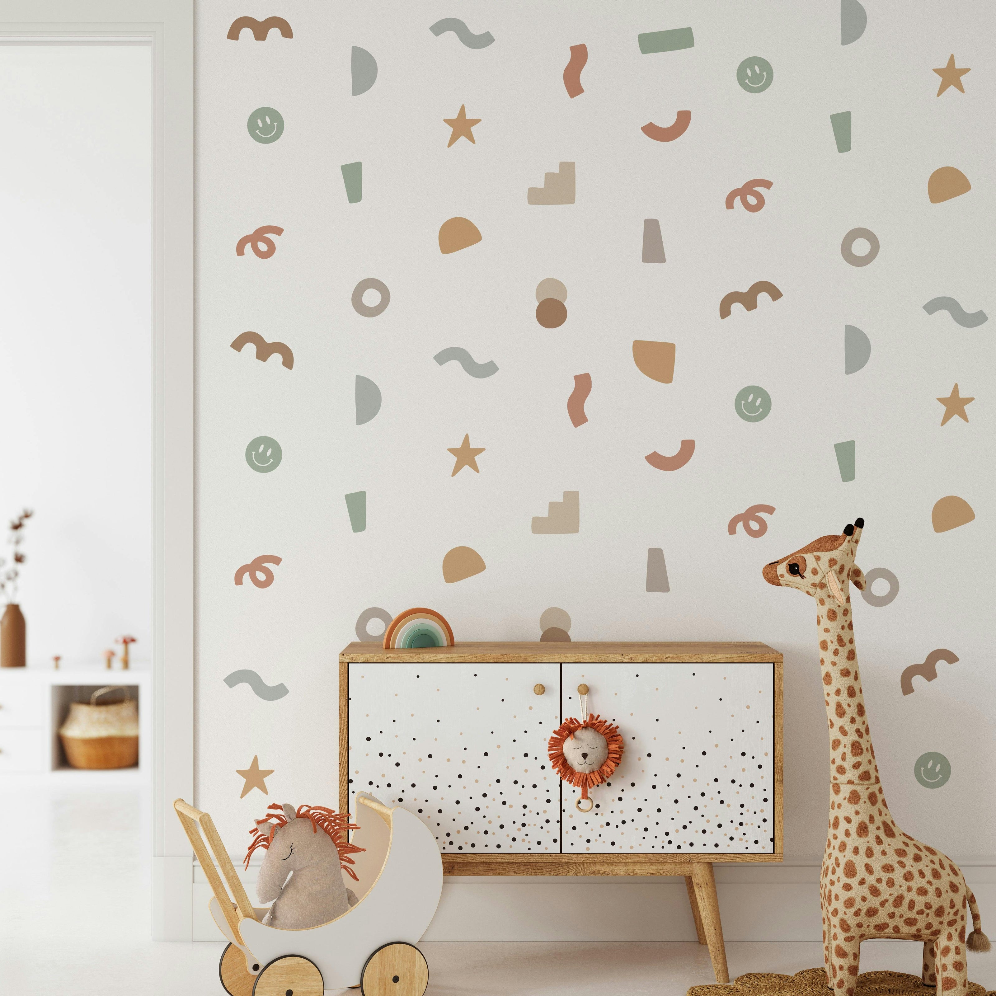 Peel & Stick Fabric Wall Stickers - Abstract Shapes (Earth