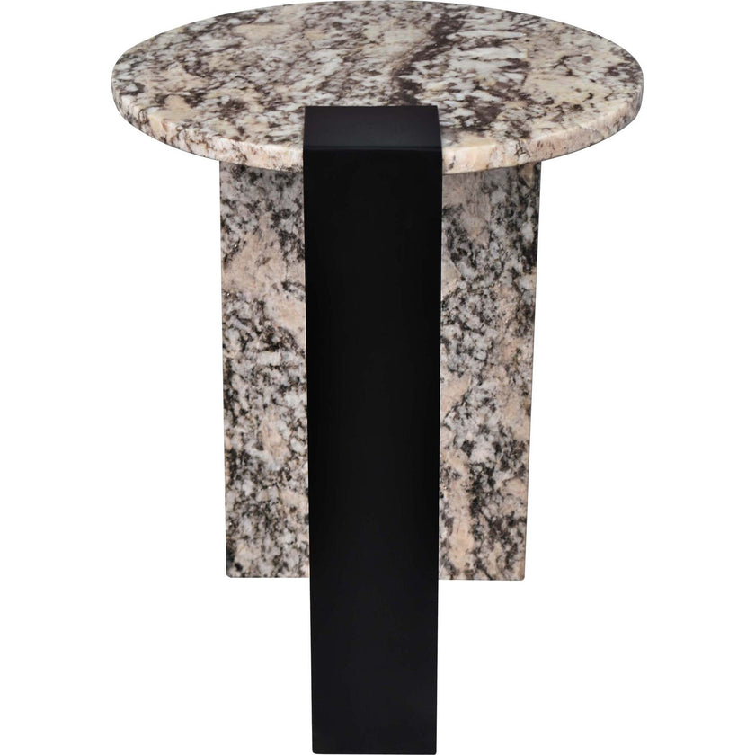 Lyra 20.66" Contemporary Natural Marble/Metal Handmade Round End Table