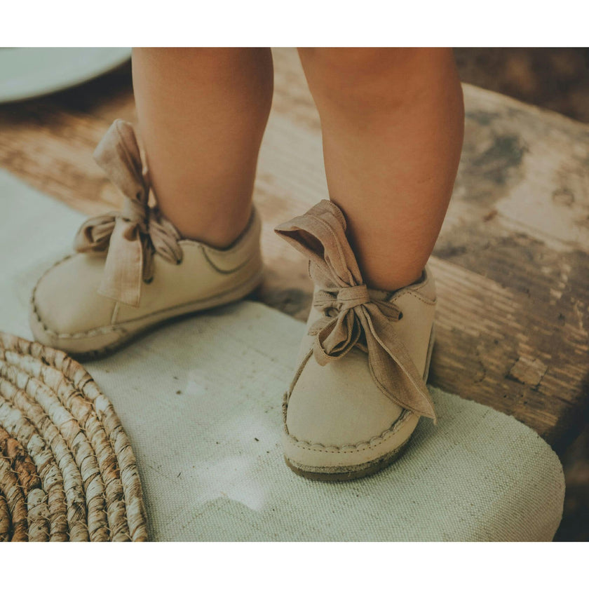 Lonny Nubuck Wavy Edge Chiffon Tie Bow Shoes