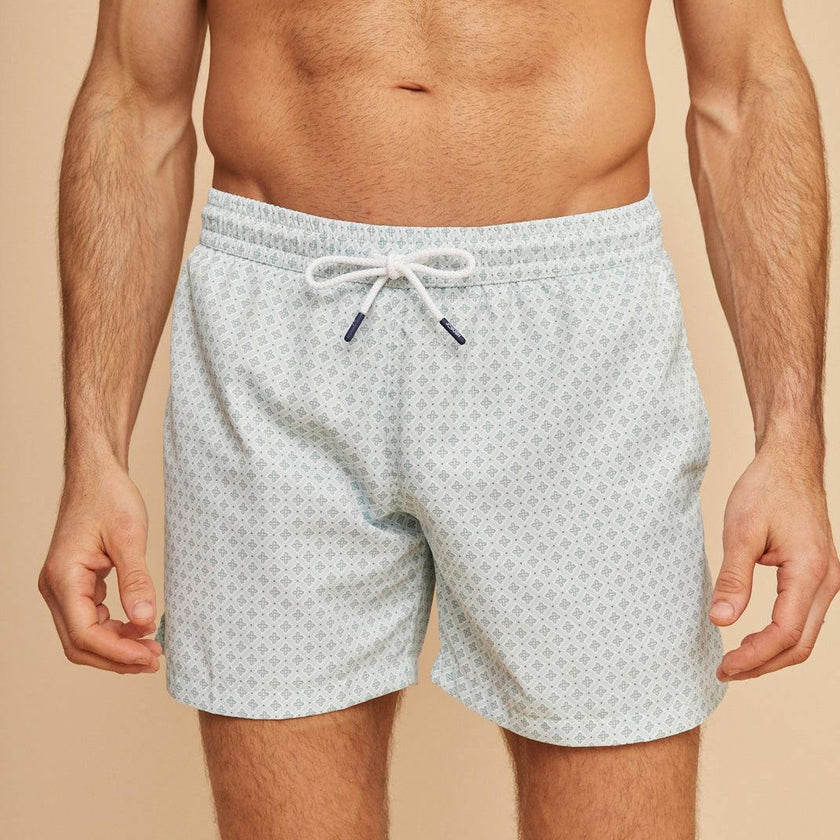 Pale Green Geo Men's Swim Shorts
