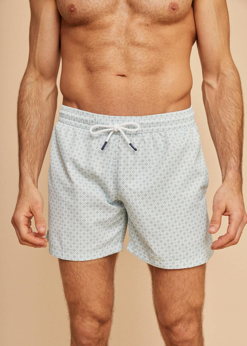 Pale Green Geo Men's Swim Shorts