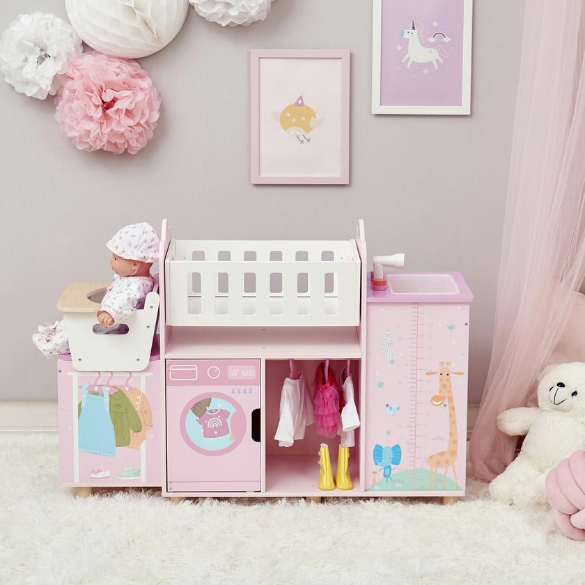 Olivia's Little World Amanda 6-in-1 Doll Nursery Station - Baby Pink
