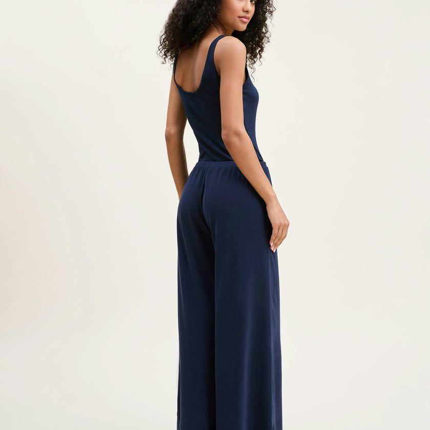 Women's Pima Wide-Leg Lounge Pant in Navy