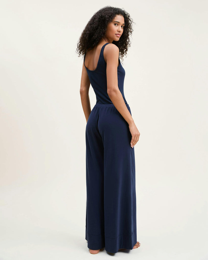 Women's Pima Wide-Leg Lounge Pant in Navy