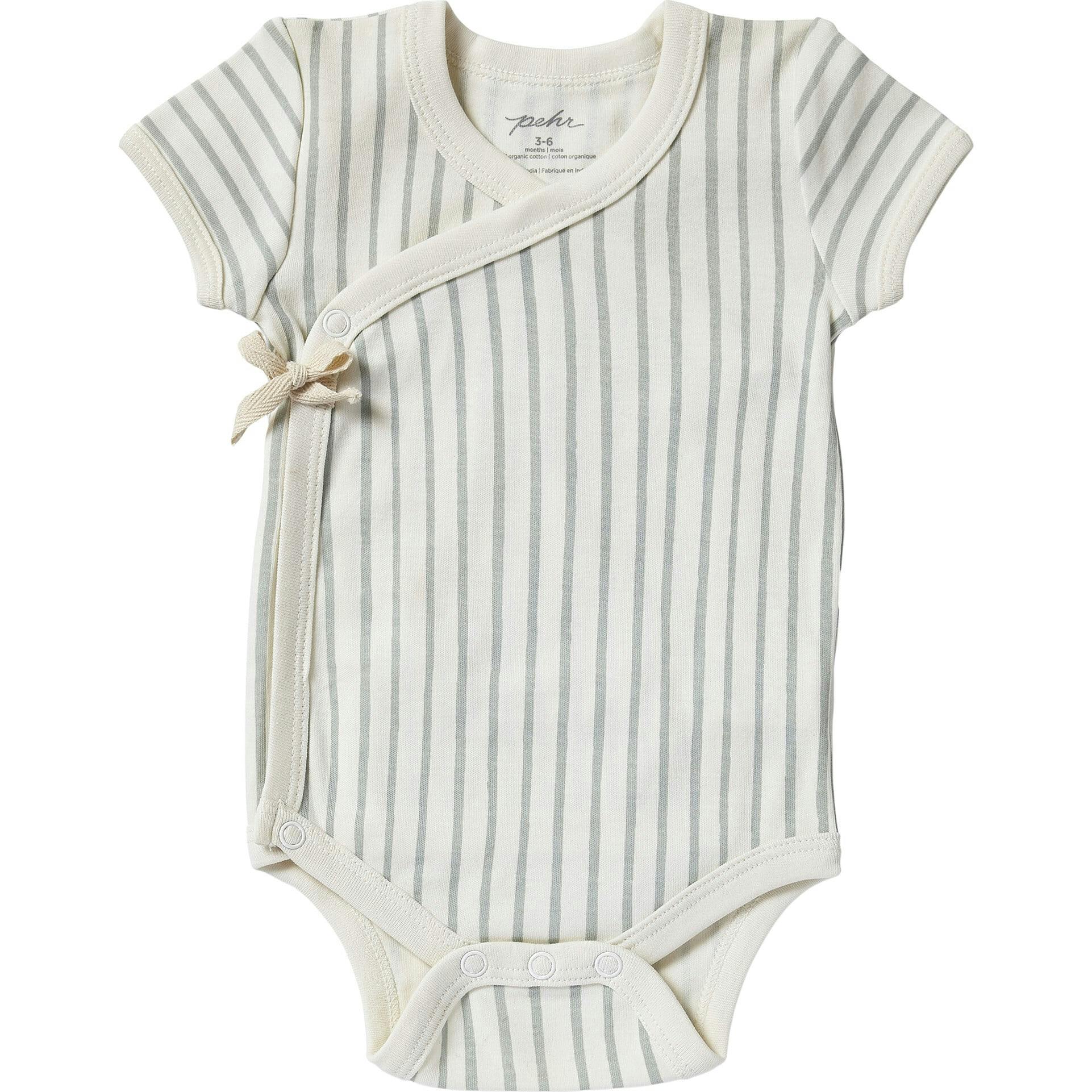 Organic Stripes Away Short Sleeve Kimono One-Piece, Blue