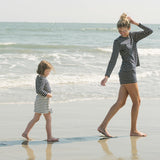 girls cream and navy stripe skirt with shorts