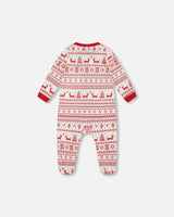 Organic Cotton Baby One-Piece Pajamas Red And White Fairisle