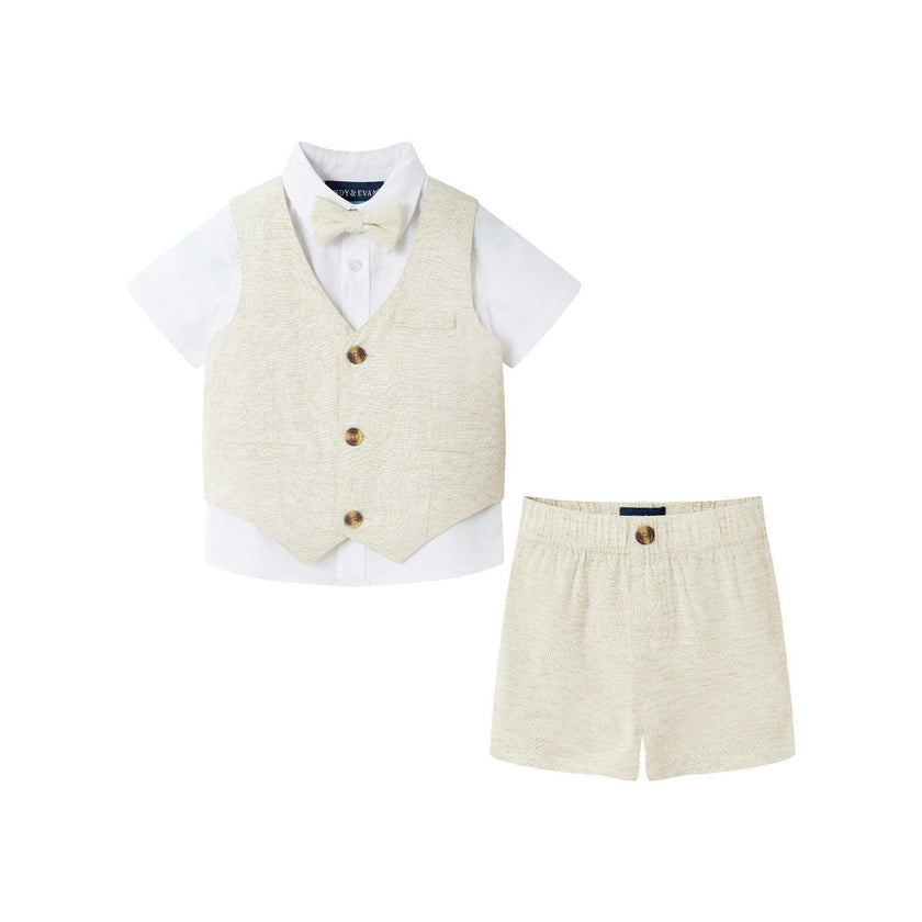 Infant Short Sleeve Buttondown Bowtie Vest Set