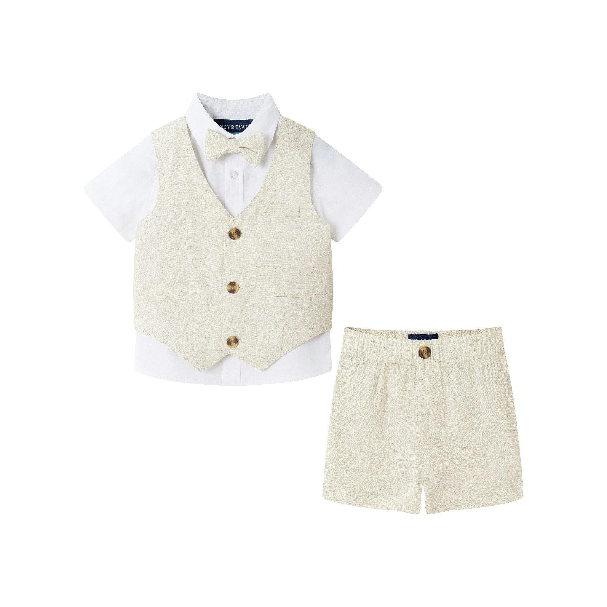 Infant Short Sleeve Buttondown Bowtie Vest Set