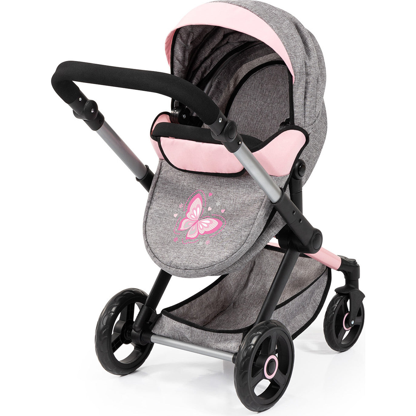 Bayer Design Dolls: Pram Xeo - Grey & Pink